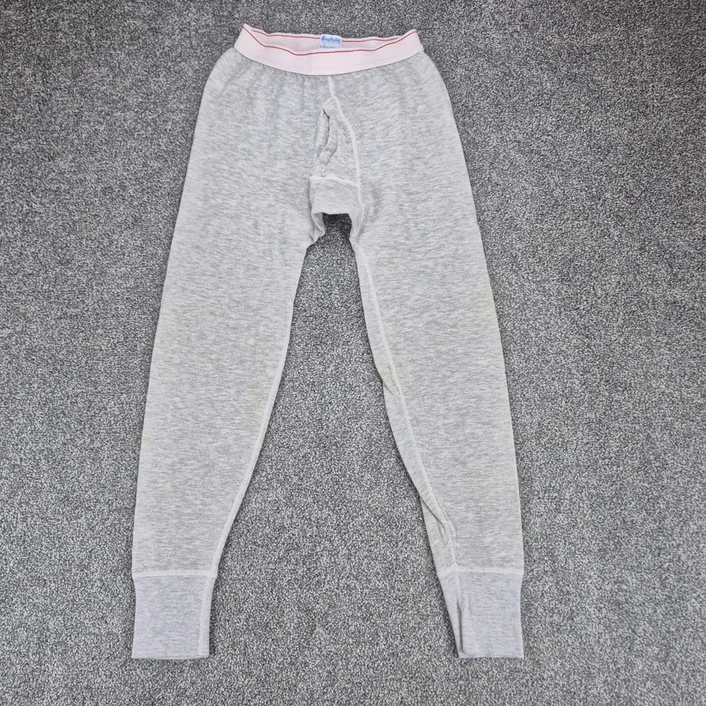 Vintage Duofold Thermal‎ Long Johns Mens Small Gray Two Layer Fabric Base Layer
